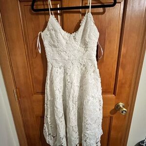 Lulu's White Dress with Lace Detail